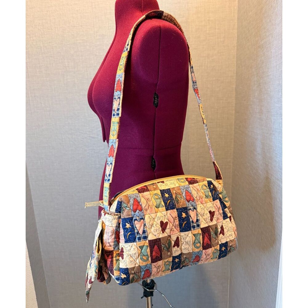 NWT Larenda Quilted Patchwork Purse Sunglasses Case Set Heart Folkart Grannycore - Picture 2 of 8